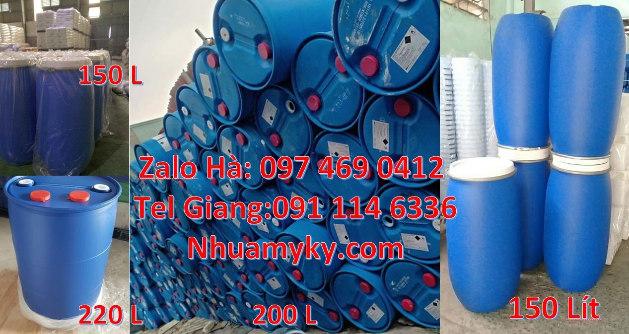 thùng phuy nhựa màu xanh 220l đựng hóa chất,phuy nhựa 200l đựng thực