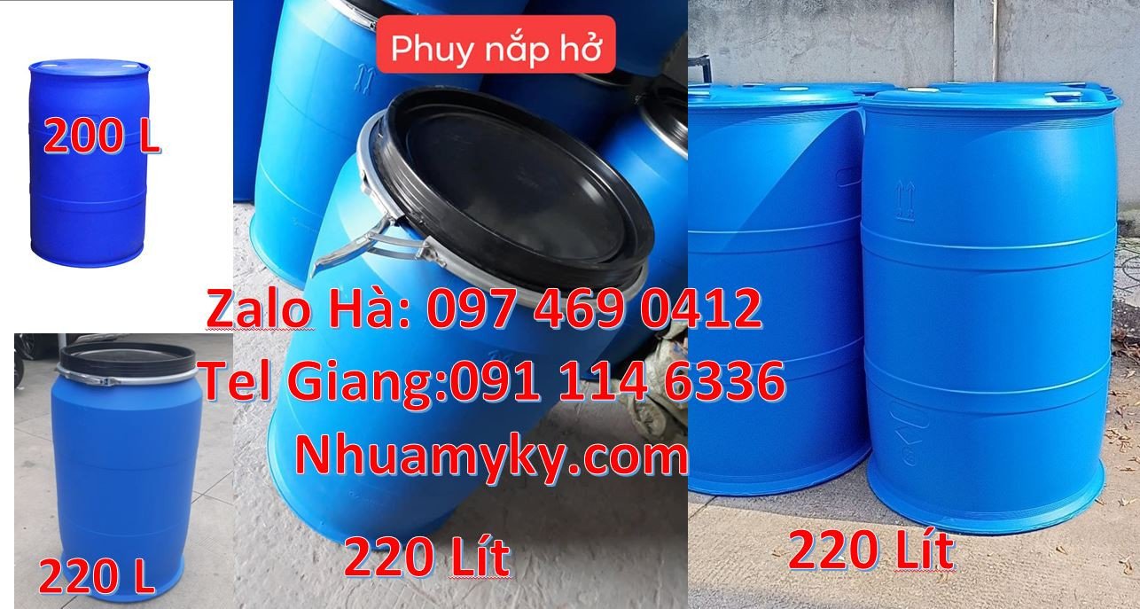 thùng phuy nhựa màu xanh 220l đựng hóa chất,phuy nhựa 200l đựng thực