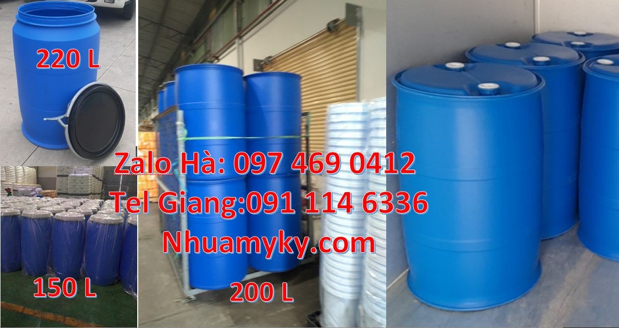 thùng phuy nhựa màu xanh 220l đựng hóa chất,phuy nhựa 200l đựng thực