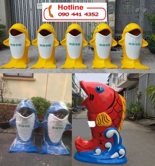 Thùng rác hình cá heo, thùng rác hình cá chép chống cháy tại tphcm