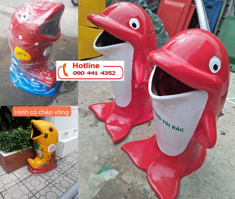 Thùng rác hình cá heo, thùng rác hình cá chép chống cháy tại tphcm