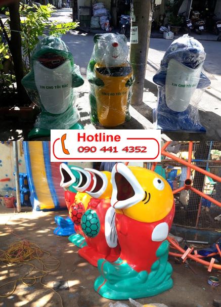 Thùng rác hình cá heo, thùng rác hình cá chép chống cháy tại tphcm