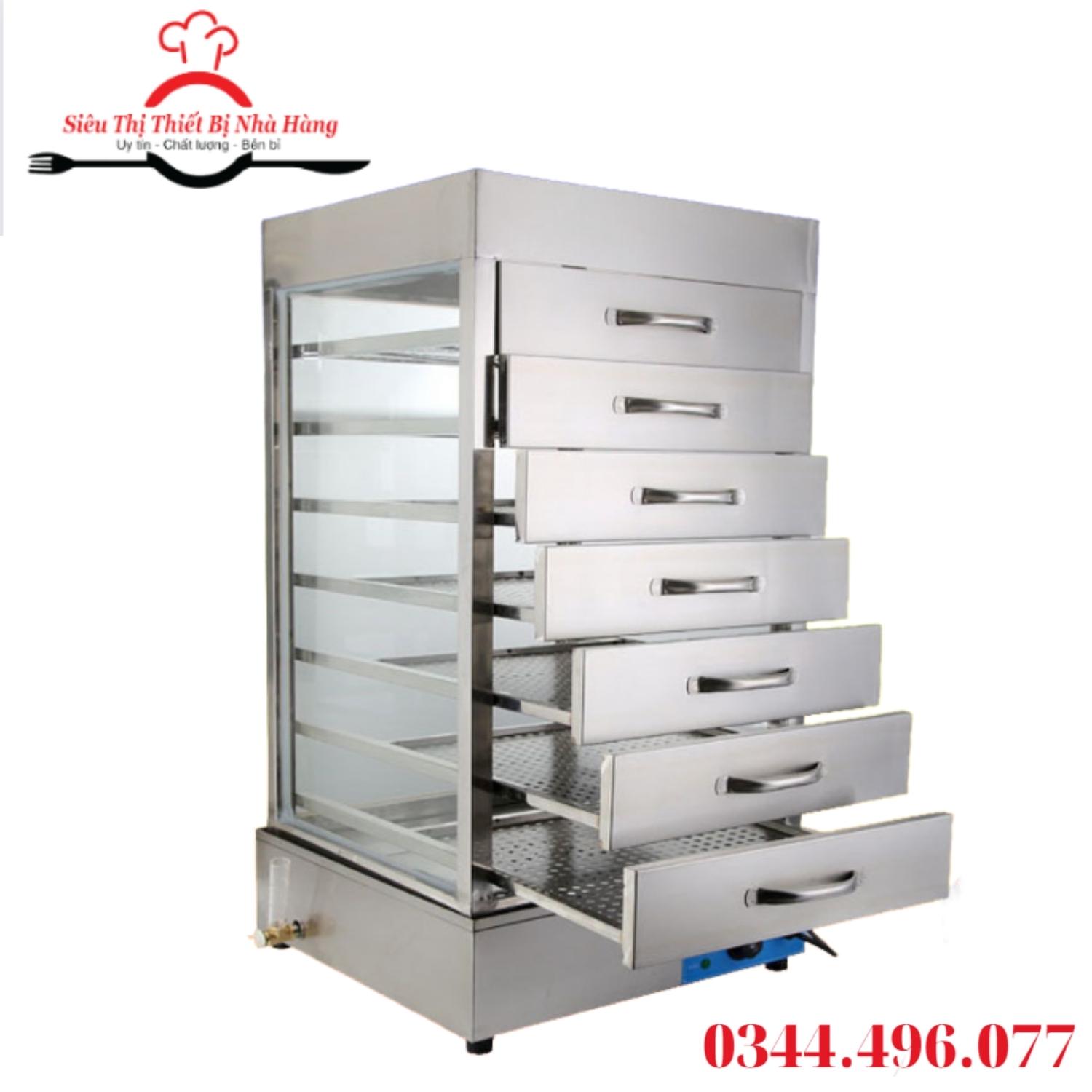Tủ hâm nóng và trưng bày bánh bao dùng điện loại 7 tầng