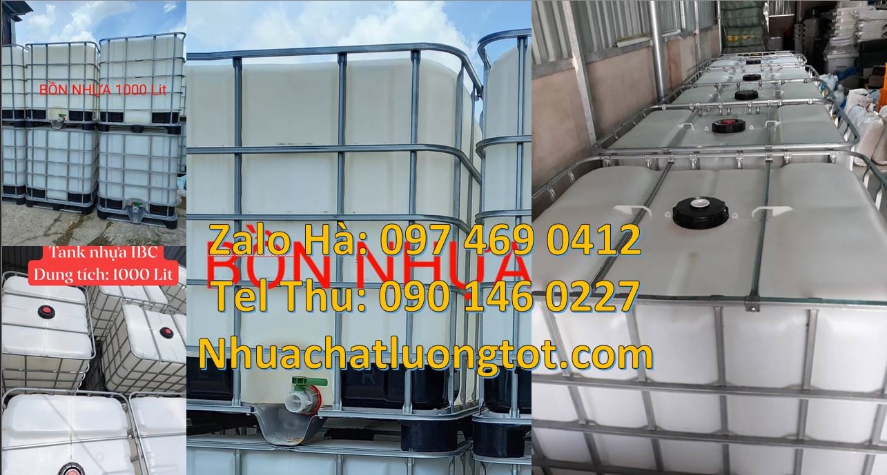 thùng nhựa vuông 1000l màu trắng,thùng nhựa lớn khung thép chống rỉ
