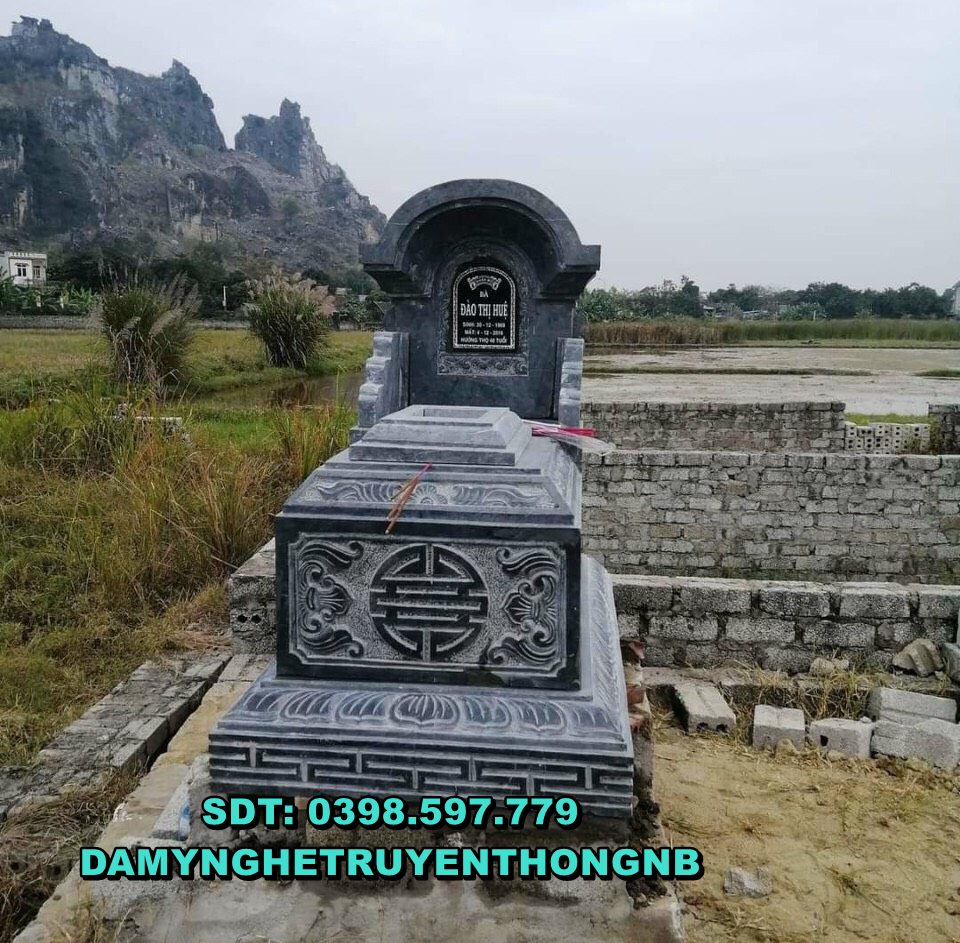mộ đá 2 mái,mộ đá tam sơn xanh rêu đẹp đặt tại hà nội