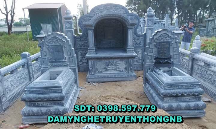 mộ đá 2 mái,mộ đá tam sơn xanh rêu đẹp đặt tại hà nội