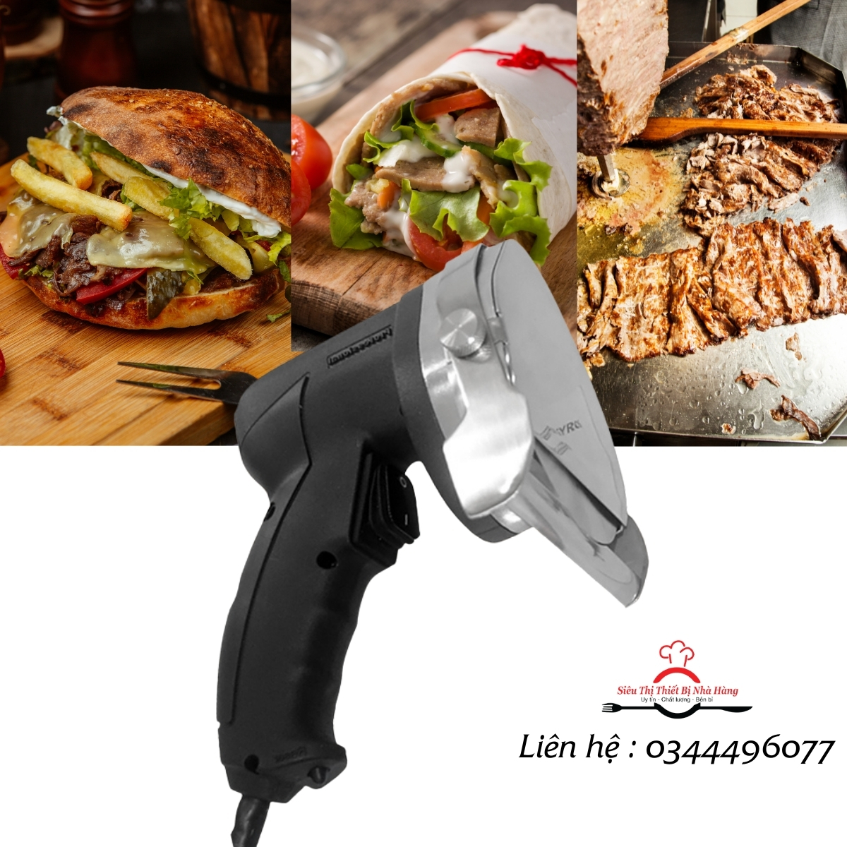 Máy thái thịt bánh mì- máy cắt thịt donner kebab