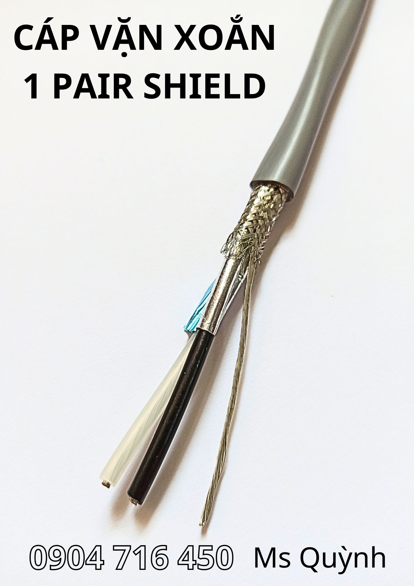 Cáp tín hiệu vặn xoắn chống nhiễu 2 lớp 20AWG 1 Pair