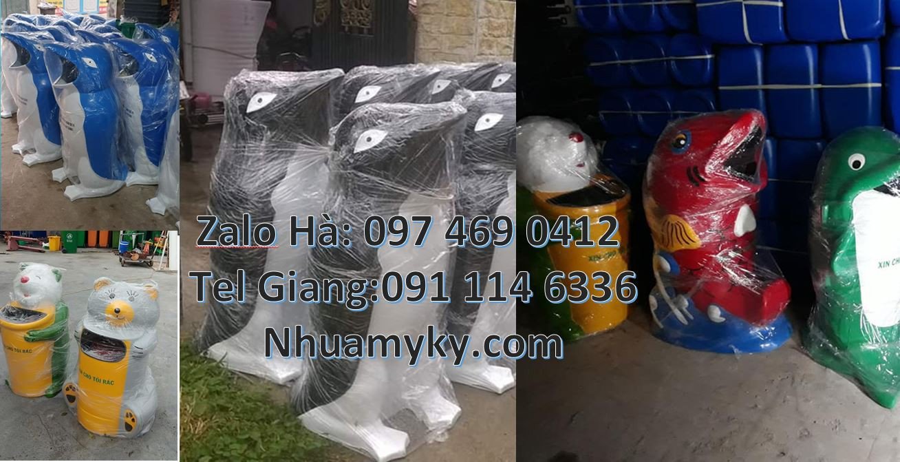 thùng rác hình con gấu trúc,thùng rác hình con cá chép,thùng rác giá r