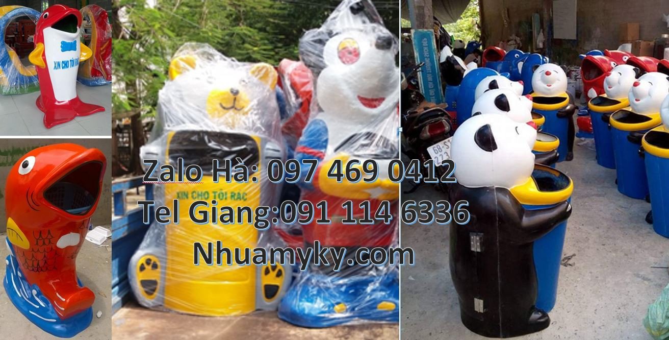 thùng rác hình con gấu trúc,thùng rác hình con cá chép,thùng rác giá r