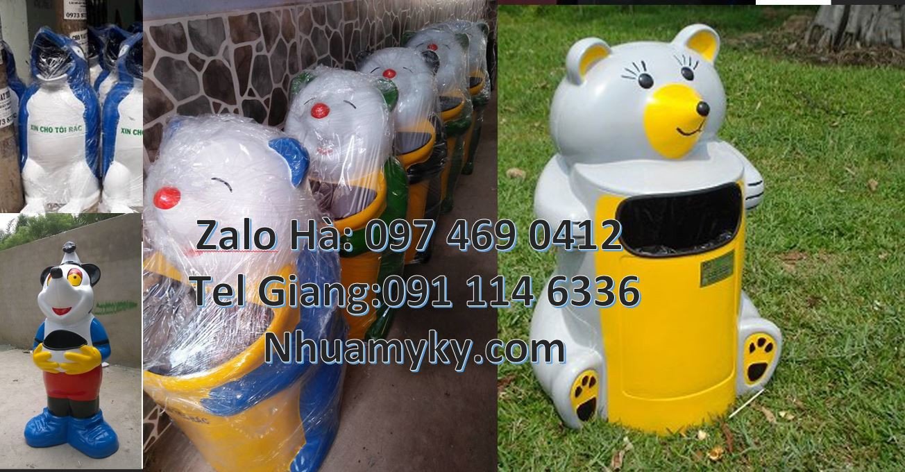thùng rác hình con gấu trúc,thùng rác hình con cá chép,thùng rác giá r