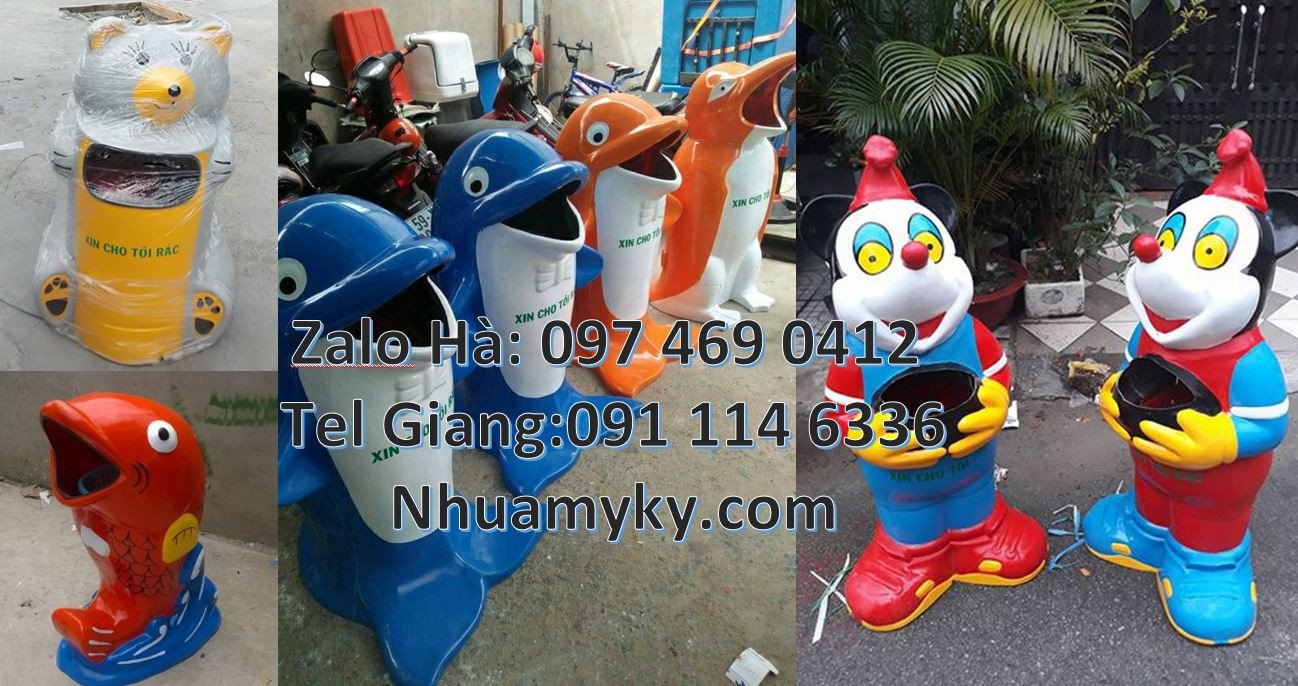 thùng rác hình con gấu trúc,thùng rác hình con cá chép,thùng rác giá r