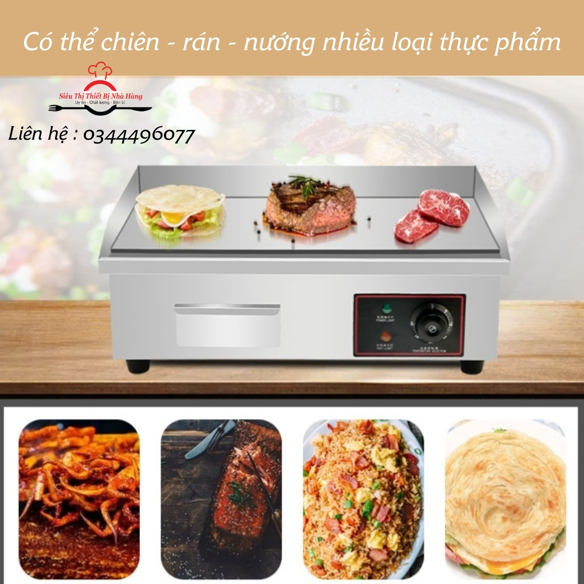 Bếp chiên rán mặt phẳng dùng điện GH818 nhỏ gọn tiện lợi