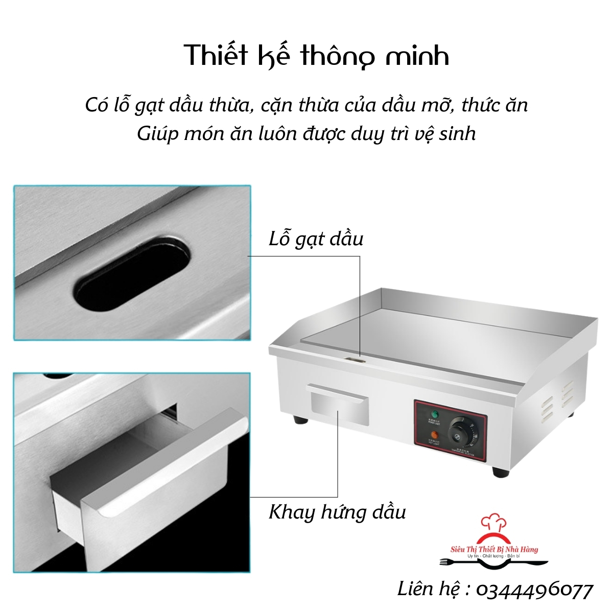 Bếp chiên rán mặt phẳng dùng điện GH818 nhỏ gọn tiện lợi