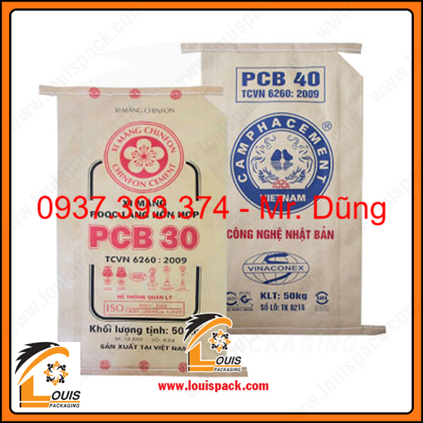 Bao giấy đựng xi măng, bao giấy đựng bột trét, bao giấy đựng vữa xây