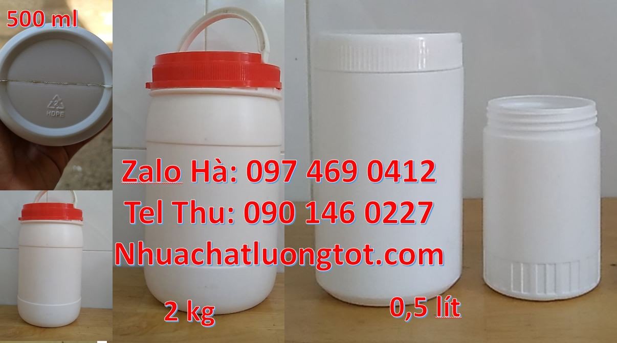 hũ nhựa 0.5l đựng bánh kẹo,hũ nhựa hdpe đựng mỹ phẩm,hũ nhựa trắng giá