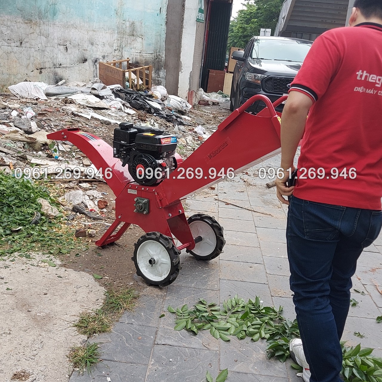 Máy băm cành cây mini Kawasaki TK70 động cơ xăng 7HP