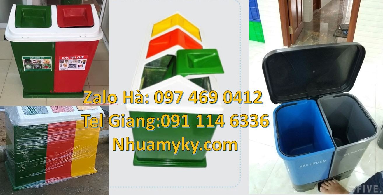 thùng rác 2 ngăn, thùng rác 3 ngăn,thùng phân loại rác y tế giá rẻ nhấ
