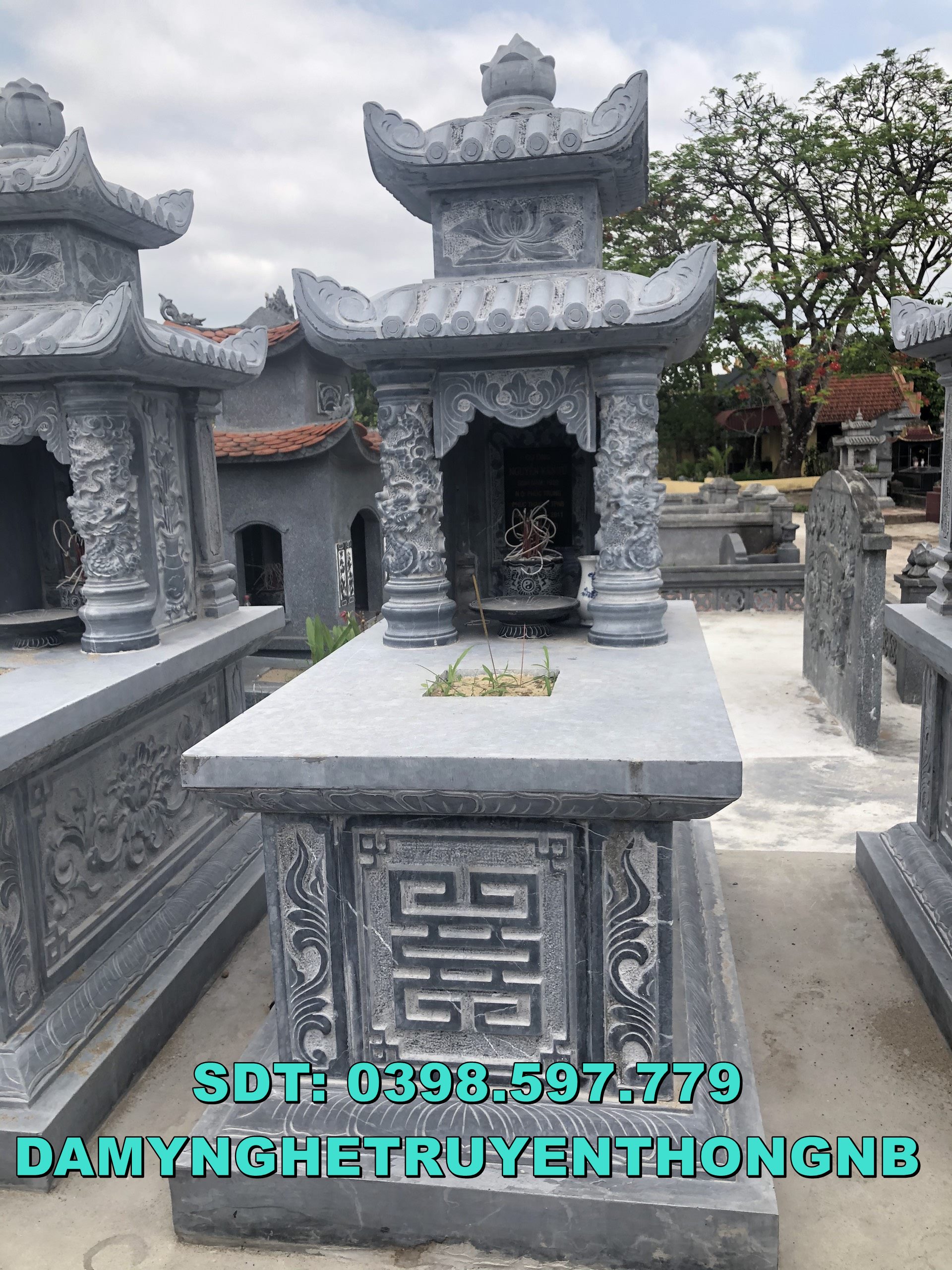 xây mộ đá 1 mái,2 mái đá đẹp đặt tại hải dương