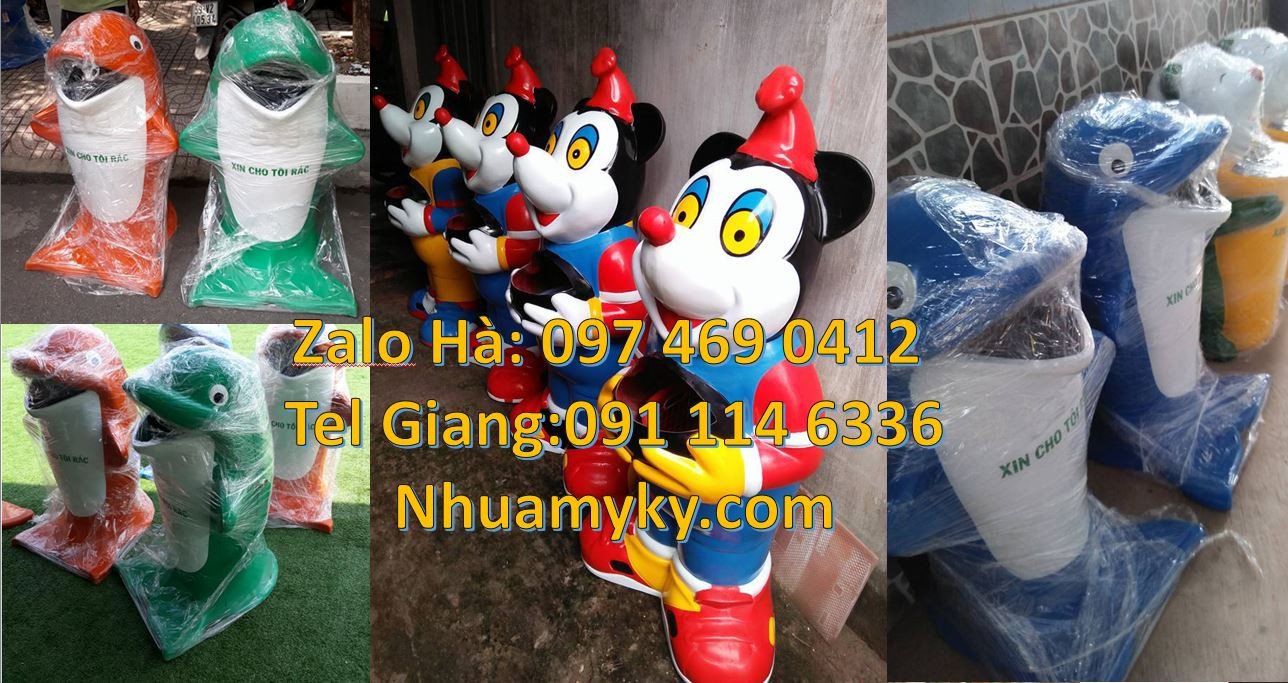 thùng rác hình con chuột mickey.thùng rác hình con chim cánh cụt giá r