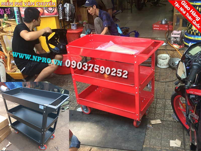 Xe đẩy, tủ đựng đồ nghề di động npro 3 ngăn