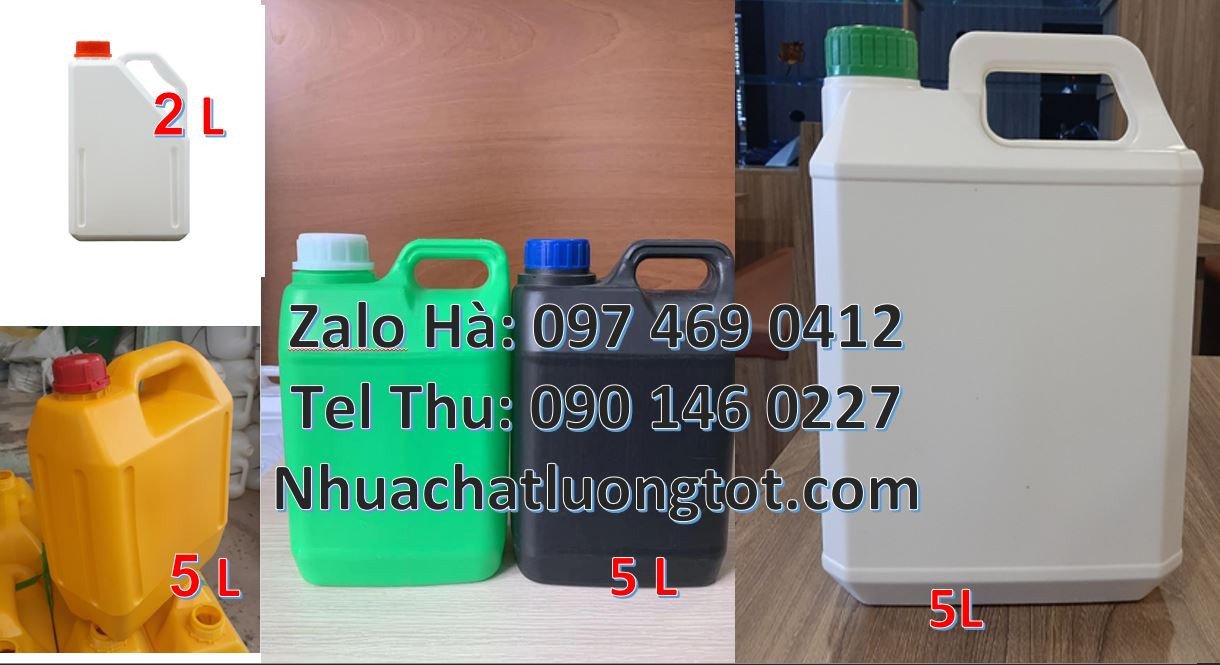 can nhựa nhỏ hdpe màu trắng,vàng,xanh,can nhựa 2l đựng nước mắm giá rẻ