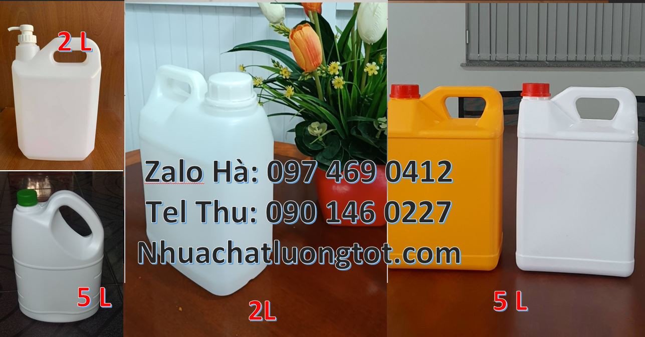 can nhựa nhỏ hdpe màu trắng,vàng,xanh,can nhựa 2l đựng nước mắm giá rẻ