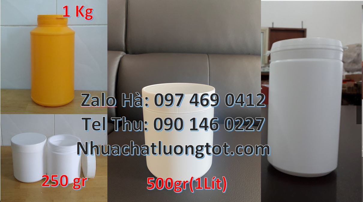 hũ nhựa hdpe màu trắng vàng xanh,hũ nhựa 500g đựng mực rim,hũ nhựa giá