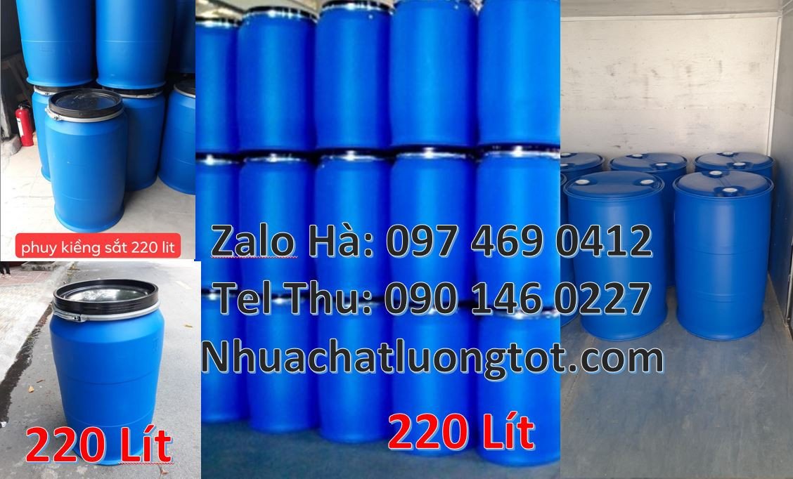 phuy nhựa xanh,thùng phuy nhựa 220l đựng hóa chất,phuy nhựa 200l giá r
