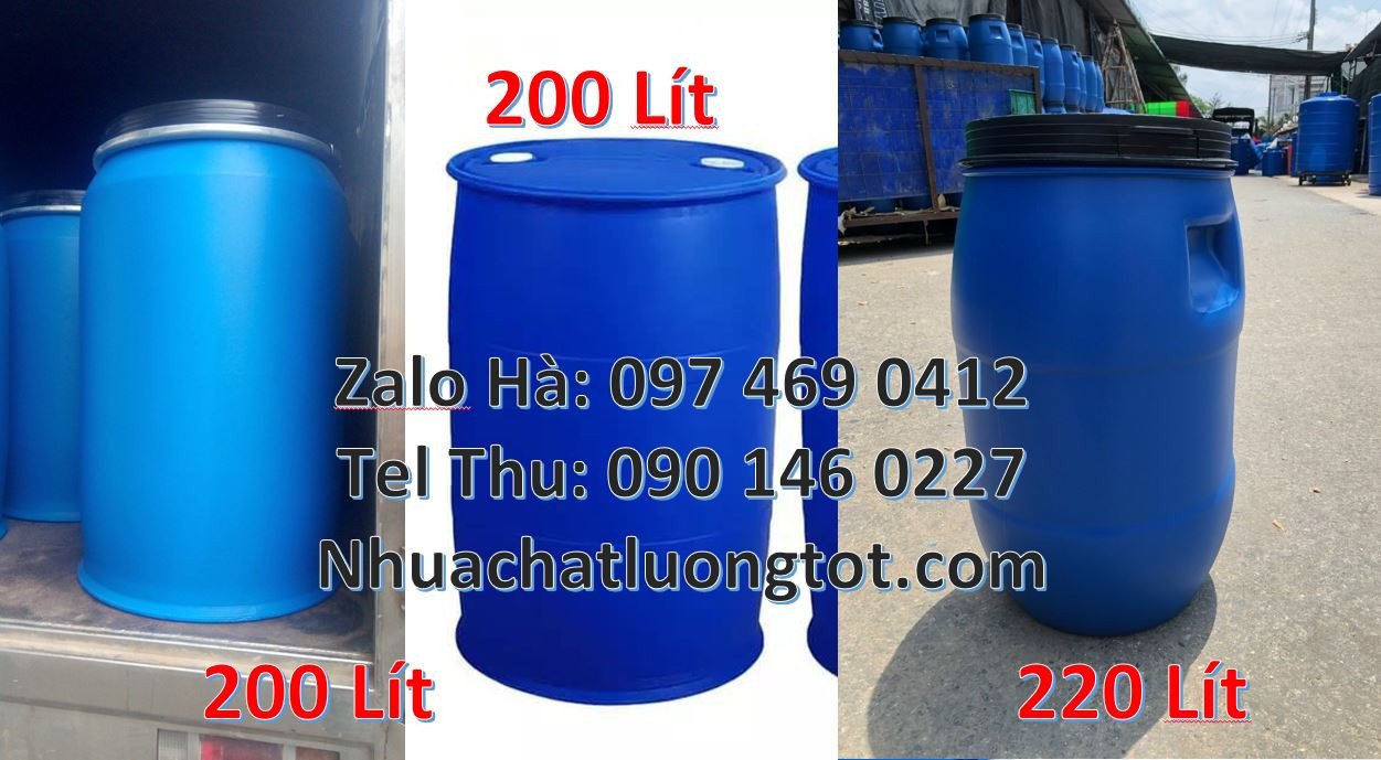 phuy nhựa xanh,thùng phuy nhựa 220l đựng hóa chất,phuy nhựa 200l giá r