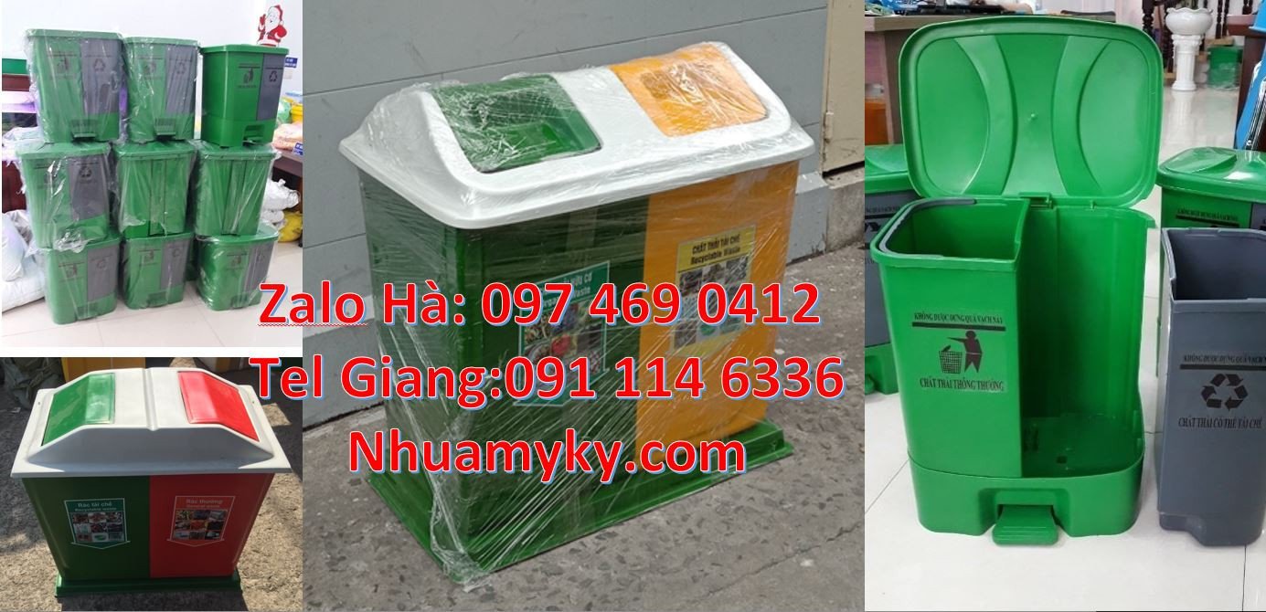 thùng rác 3 ngăn 3 màu,thùng phân loại rác 2 ngăn,thùng rác giá rẻ hcm