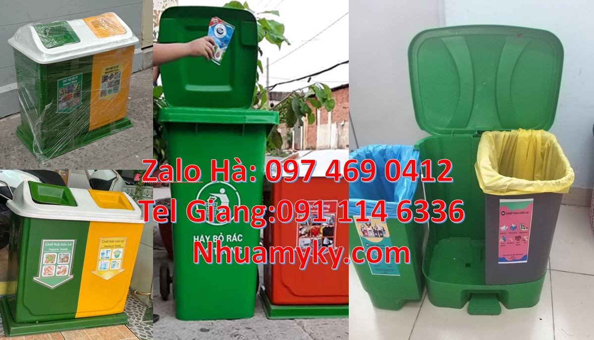 thùng rác 3 ngăn 3 màu,thùng phân loại rác 2 ngăn,thùng rác giá rẻ hcm