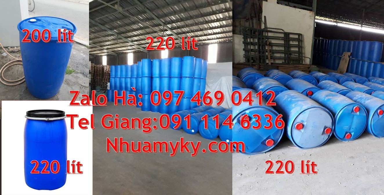 thùng phuy nhựa màu xanh,phuy nhựa 220l dựng dung dịch hóa chất giá rẻ