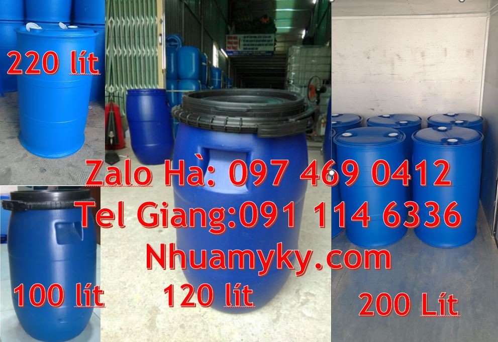 thùng phuy nhựa màu xanh,phuy nhựa 220l dựng dung dịch hóa chất giá rẻ