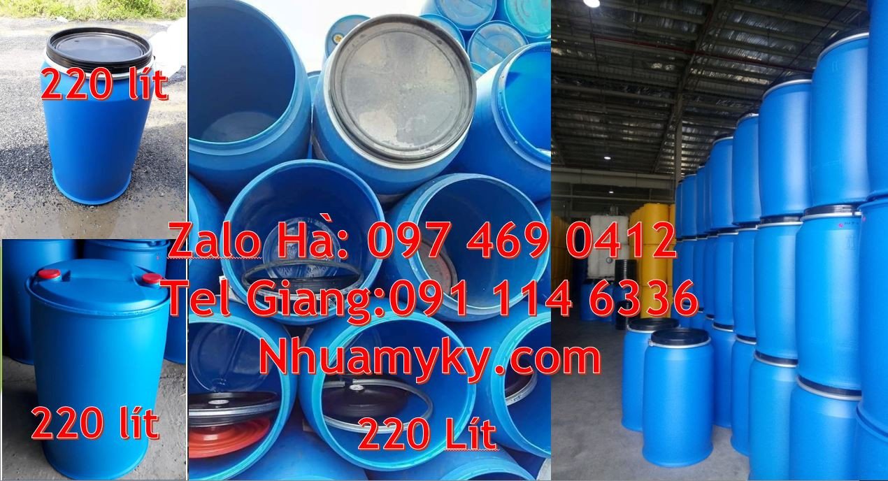 thùng phuy nhựa màu xanh,phuy nhựa 220l dựng dung dịch hóa chất giá rẻ