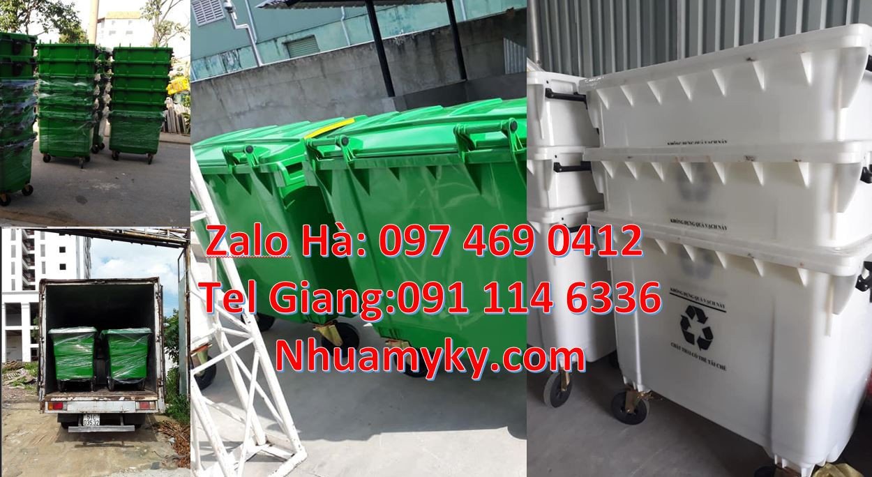 xe thu gom rác 1000l 4 bánh xe,xe gom rác cỡ lớn 660l,xe gom rác giá r