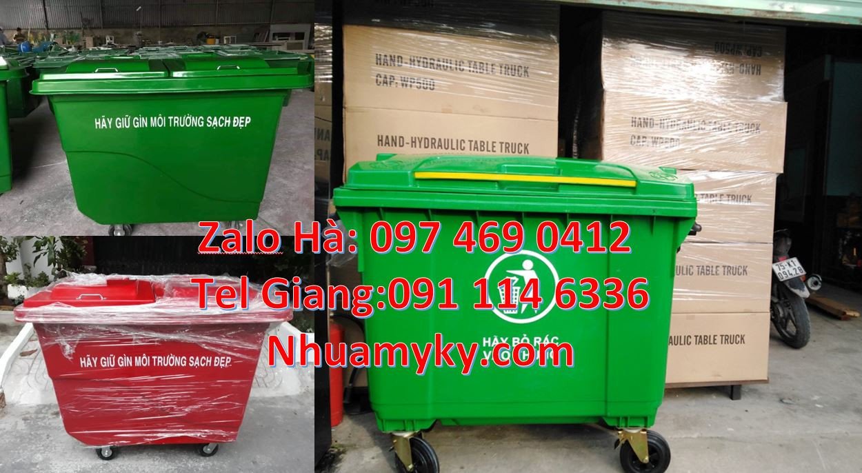 xe thu gom rác 1000l 4 bánh xe,xe gom rác cỡ lớn 660l,xe gom rác giá r