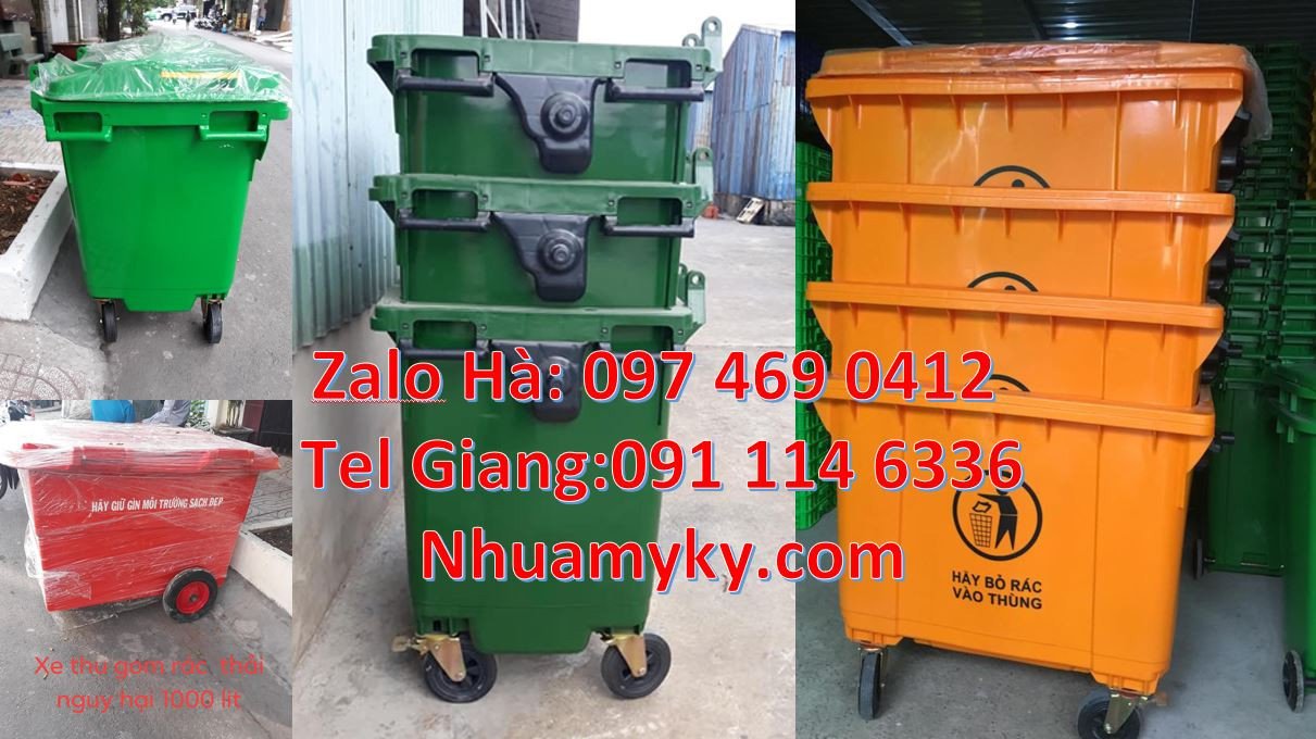xe thu gom rác 1000l 4 bánh xe,xe gom rác cỡ lớn 660l,xe gom rác giá r