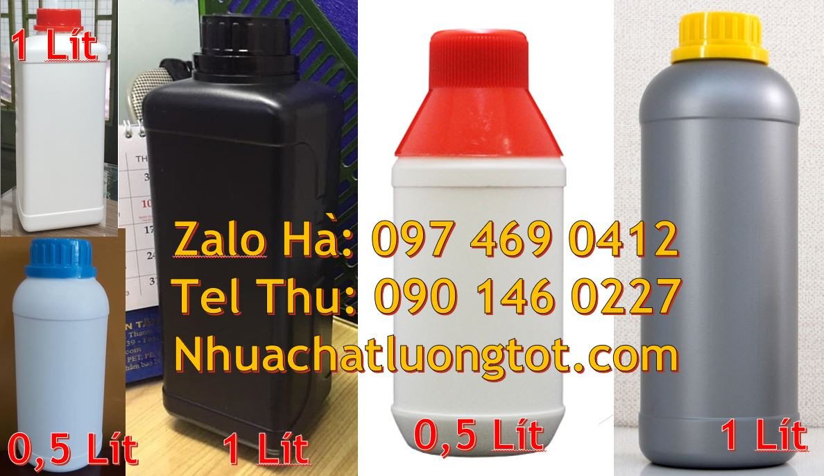 chai nhựa lớn 1l đựng hóa chất,chai nhựa hdpe trắng 1l đựng nước uống