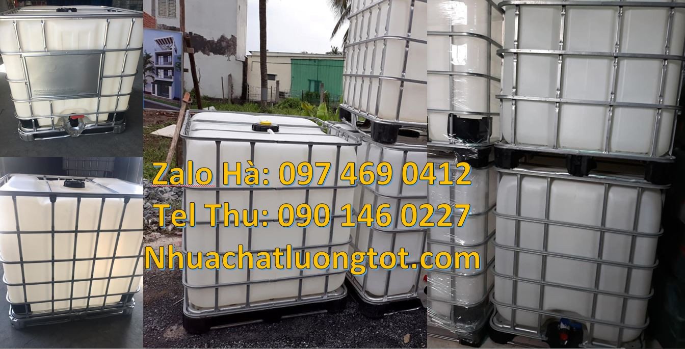 thùng ibc trắng vuông 1000l,tank nhựa vuông có khung thép,tank 1000l r
