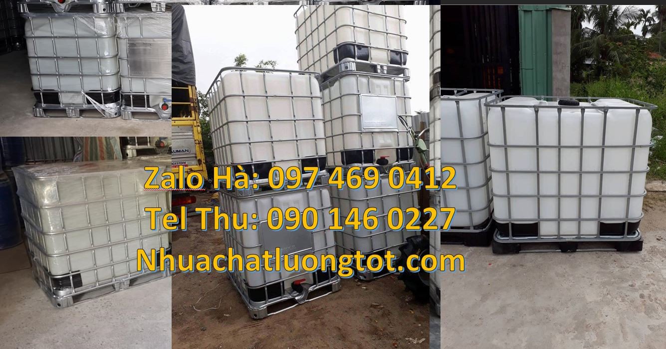 thùng ibc trắng vuông 1000l,tank nhựa vuông có khung thép,tank 1000l r