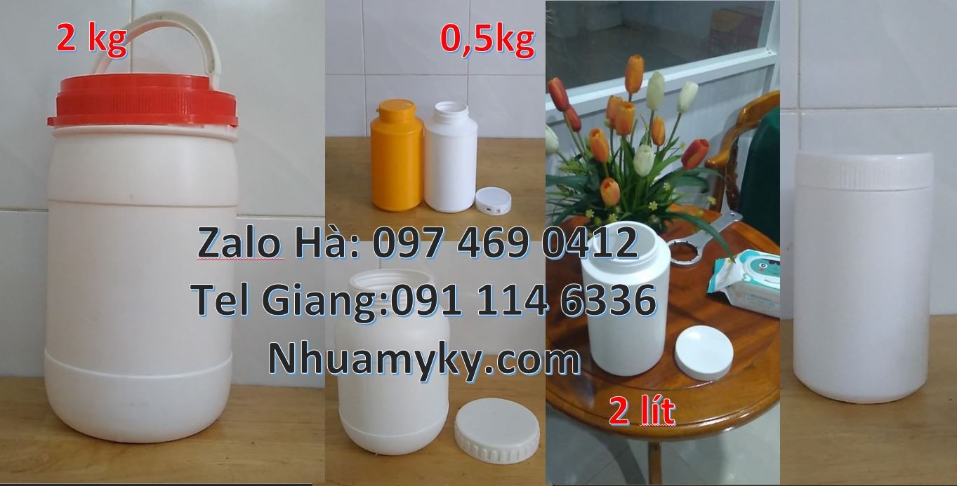 hũ nhựa hdpe màu trắng,hũ nhựa 250g đựng hạt điều,hũ nhựa 500g giá rẻ