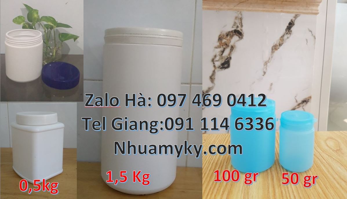 hũ nhựa hdpe màu trắng,hũ nhựa 250g đựng hạt điều,hũ nhựa 500g giá rẻ