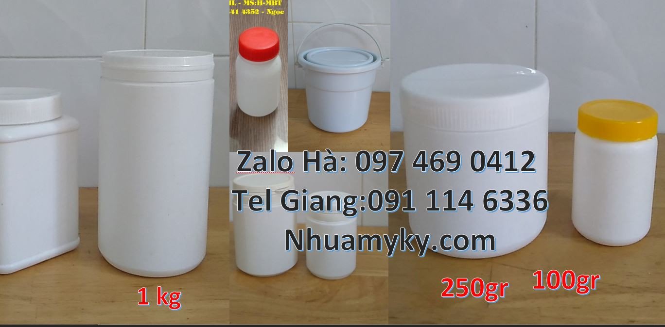 hũ nhựa hdpe màu trắng,hũ nhựa 250g đựng hạt điều,hũ nhựa 500g giá rẻ