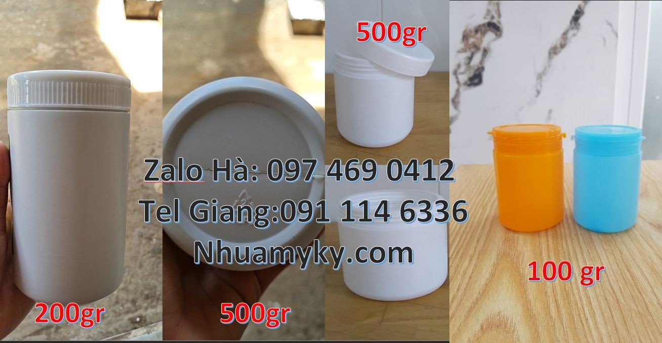 hũ nhựa hdpe màu trắng,hũ nhựa 250g đựng hạt điều,hũ nhựa 500g giá rẻ