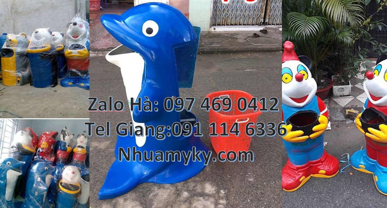 thùng rác hình con thú giá rẻ,thùng rác hình con cá heo,thùng rác hình