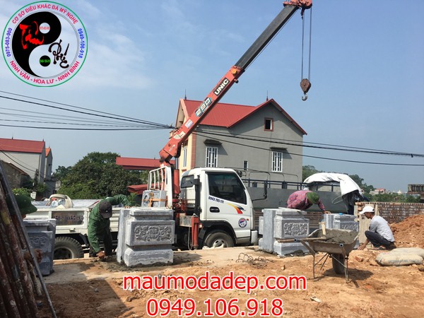 Lắp đặt cổng đình chừa bằng đá tại Bắc Giang