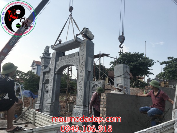 Lắp đặt cổng đình chừa bằng đá tại Bắc Giang