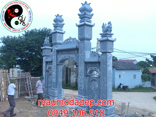 Lắp đặt cổng đình chừa bằng đá tại Bắc Giang