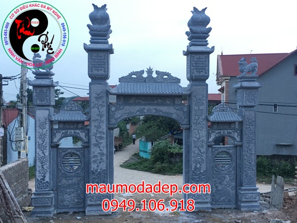 Lắp đặt cổng đình chừa bằng đá tại Bắc Giang